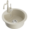 Mexen Diego 1-bowl granite sink with Carla kitchen tap, beige - 6512-69-670700-69