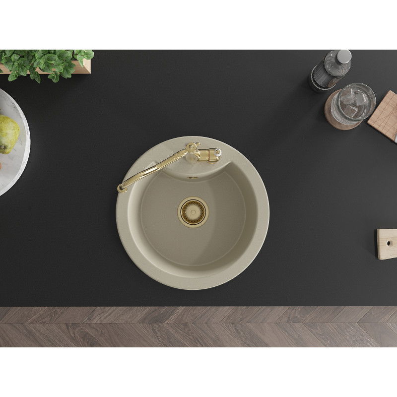 Mexen Diego Granitte Spullsteen mat enger Kichenkrunn Carla, beige - 6512-69-670700-50