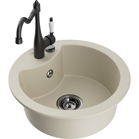 Mexen Diego fregadero de granito de 1 seno con grifo de cocina Carla, beige - 6512-69-670700-70