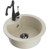 Mexen Diego 1-bowl Granite Sink with Carla Kitchen Tap, Beige - 6512-69-670700-70