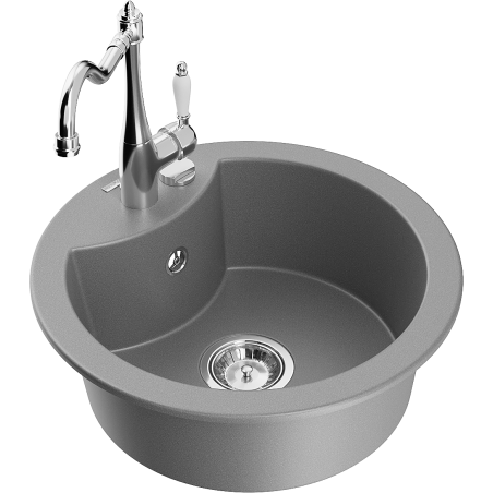 Mexen Diego νεροχύτης γρανίτης μονής λεκάνης με μπαταρία κουζίνας Carla, γκρι