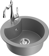 Mexen Diego 1-bowl Granite Sink with Carla Kitchen Tap, Grey - 6512-71-670700-00