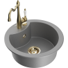 Mexen Diego granite kitchen sink 1-compartment with Carla kitchen faucet, gray - 6512-71-670700-50