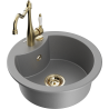 Mexen Diego granite sink 1-bowl with Carla kitchen tap, grey - 6512-71-670700-50