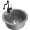 Mexen Diego granite kitchen sink 1-bowl with Carla kitchen tap, grey - 6512-71-670700-70