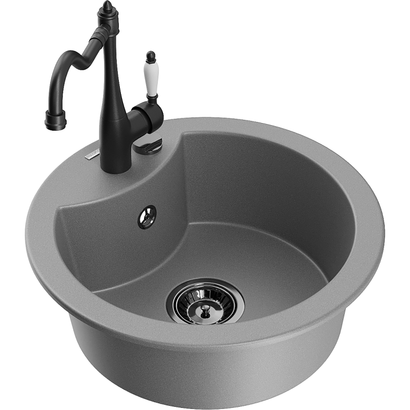 Mexen Diego Graniittinen 1-allas pesuallas keittiöhanalla Carla, harmaa - 6512-71-670700-70-B