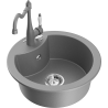 Mexen Diego granite sink 1-bowl with Carla kitchen tap, grey - 6512-71-670700-71