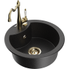 Mexen Diego granitische spoelbak 1-komorige met keukenkraan Carla, zwart/zilver metallic - 6512-73-670700-50