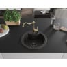 Mexen Diego 1-bowl granite kitchen sink with Carla kitchen faucet, black/gold metallic - 6512-75-670700-50-B