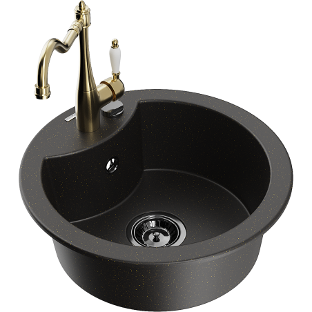 Mexen Diego Granit Spullsteen mat enger Kummer mat Carla Kichekraan, schwaarz/gold Metalik - 6512-75-670700-50-B