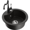 Mexen Diego fregadero de granito de 1 cubeta con grifo de cocina Carla, negro/oro metálico - 6512-75-670700-70