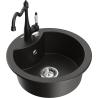 Mexen Diego single-bowl granite sink with Carla kitchen tap, black/gold metallic - 6512-75-670700-70