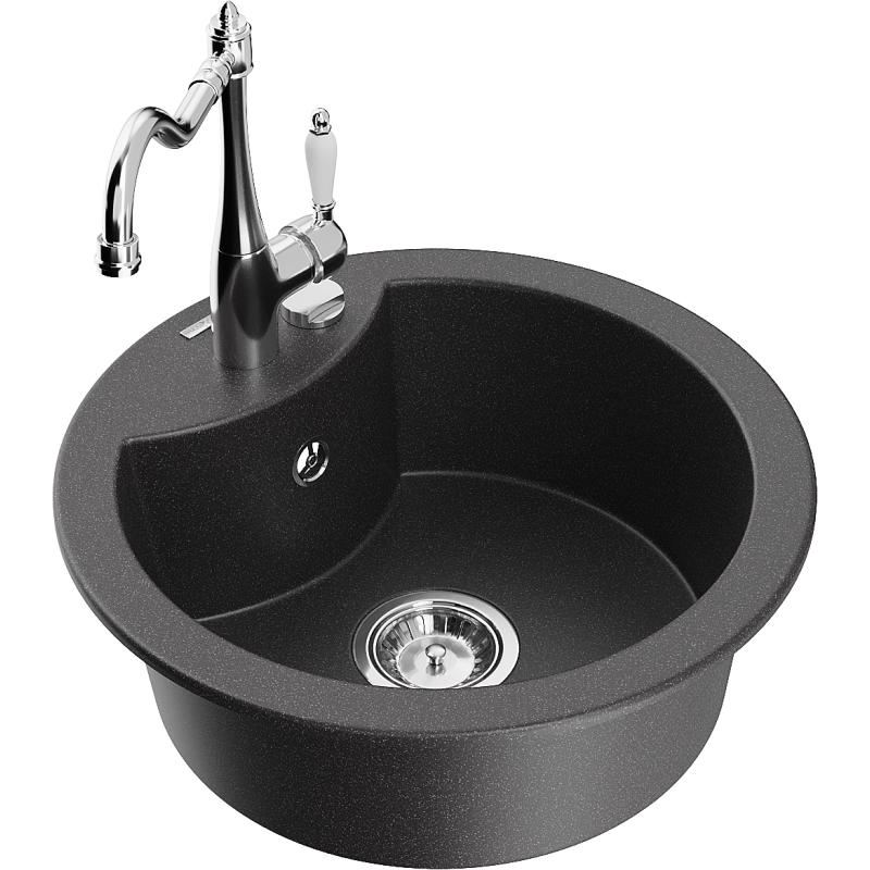 Mexen Diego fregadero de granito de 1 cubeta con grifo de cocina Carla, negro moteado - 6512-76-670700-00
