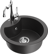 Mexen Diego 1-Bowl Granite Kitchen Sink with Carla Tap, Black Speckled - 6512-76-670700-00
