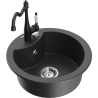 Mexen Diego 1-Bowl Granite Kitchen Sink with Carla Tap, Black Spotted - 6512-76-670700-70