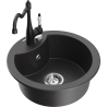 Mexen Diego 1-Bowl Granite Sink with Carla Kitchen Faucet, Speckled Black - 6512-76-670700-70