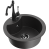 Mexen Diego fregadero de granito de 1 compartimento con grifo de cocina Carla, negro moteado - 6512-76-670700-70-B