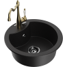 Mexen Diego fregadero de granito de 1 compartimento con grifo de cocina Carla, negro - 6512-77-670700-50-B