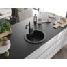 Mexen Diego 1-Bowl Granite Sink with Carla Kitchen Tap, Black - 6512-77-670700-70-B