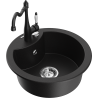 Mexen Diego 1-bowl granite sink with Carla kitchen tap, black - 6512-77-670700-70