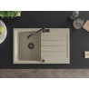 Mexen Bruno granitische 1-kuip gootsteen met druiprek en keukenkraan Carla, beige - 6513-69-670700-70