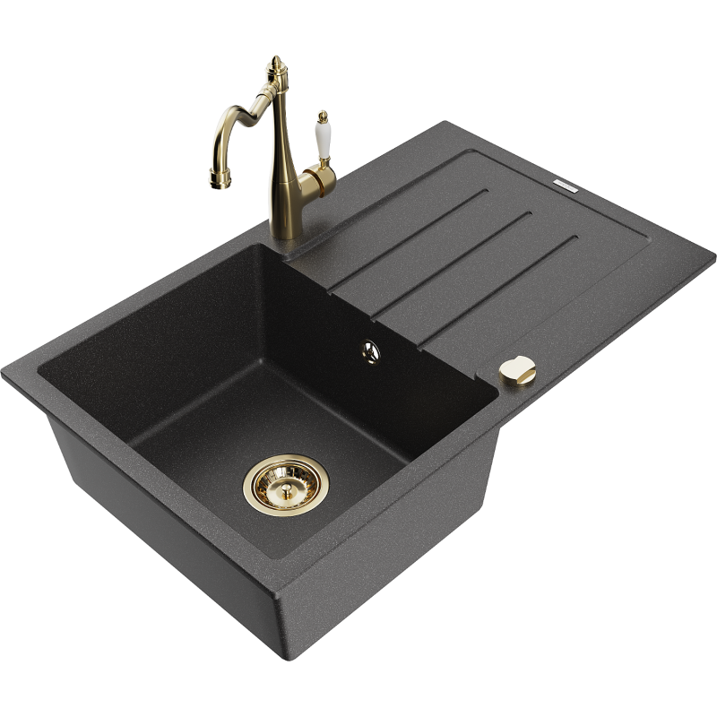 Mexen Bruno νεροχύτης από γρανίτη με 1 θάλαμο, με σκάφη αποστράγγισης και