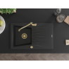 Mexen Cesar Granitspüle 1-becken mit Abtropffläche und Küchenarmatur Carla, schwarz/silber metallic - 6514-73-670700-50