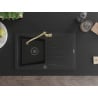 Mexen Cesar granite sink single-bowl with drainer and Carla kitchen tap, black - 6514-77-670700-50-B