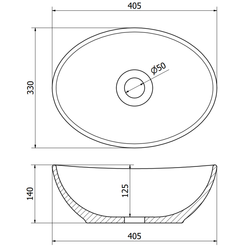 Mexen Elza countertop basin 40 x 33 cm, gray stone - 21014096