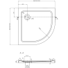Mexen Flat Duschwanne halbkreisförmig slim 90 x 90 cm, weiß, Siphon Chrom - 41109090