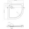 Mexen Flat semi-circular slim shower tray 90 x 90 cm, white, black siphon - 41109090B