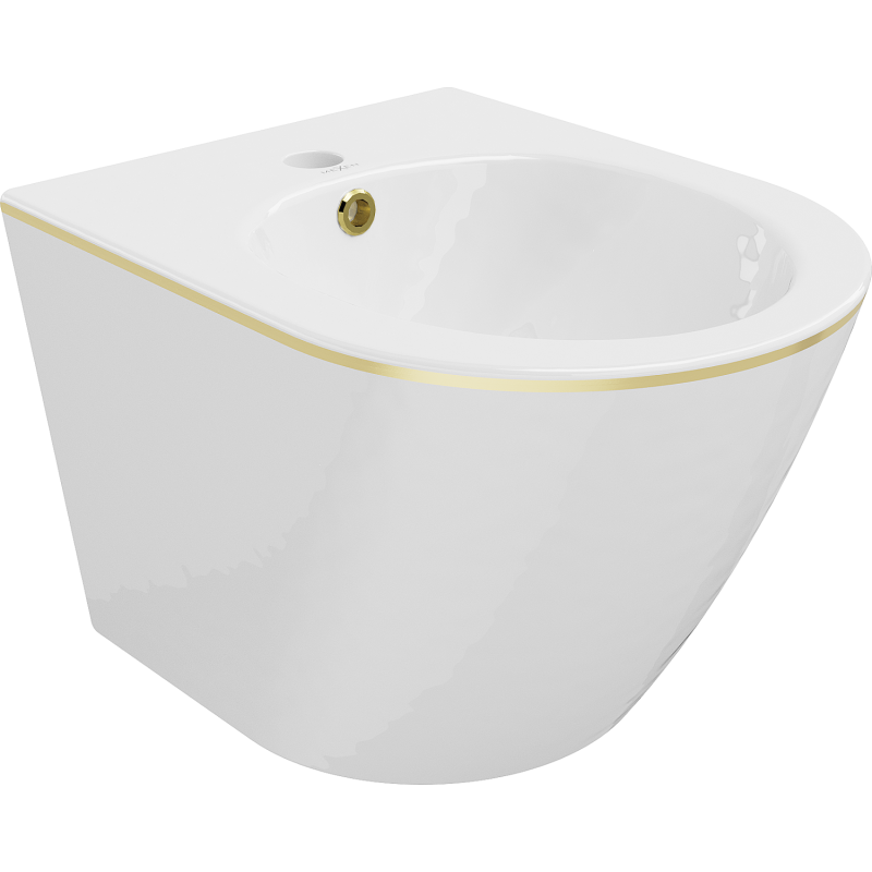 Mexen Lena hängendes Bidet, weiß/goldene Linie - 35224805