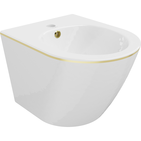 Mexen Lena wall-mounted bidet, white/gold line - 35224805