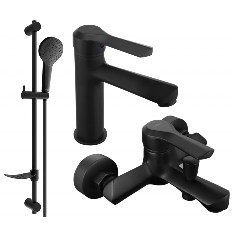 Mexen Sabre DF05 Badewannenset, schwarz - 72103DF05-70