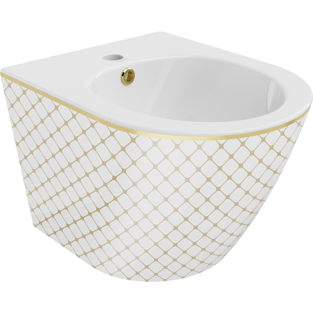 Mexen Lena bidet sospeso, bianco/oro motivo a scacchi - 35224809