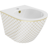 Mexen Lena bidet wiszący, biały/złoty wzór kratka - 35224809