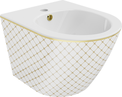 Mexen Lena bidet hangend, wit/goud rasterpatroon - 35224809