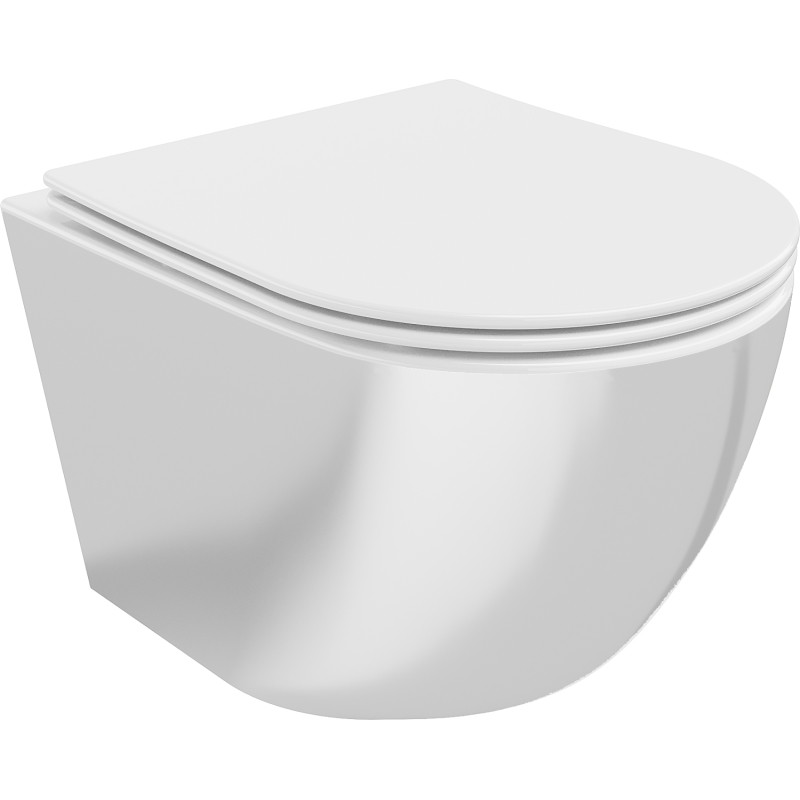 Mexen Lena Inodoro sin borde con asiento slim de cierre suave, duroplast, blanco/plata - 30224004