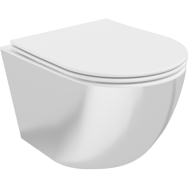 Mexen Lena WC-Schüssel Rimless mit Soft-Close-Slim-Sitz, Duroplast, weiß/silber - 30224004