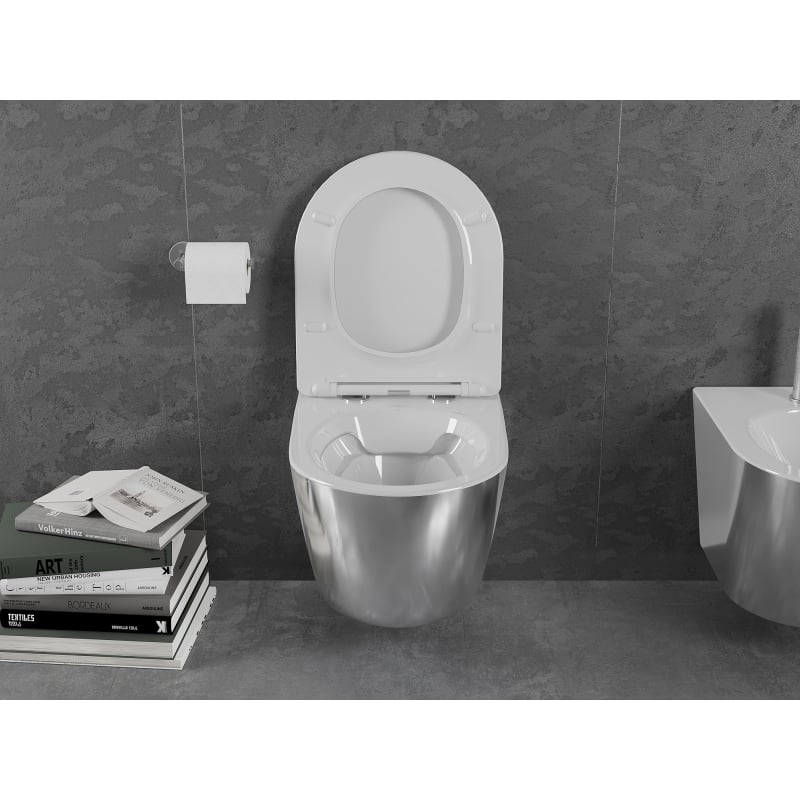 Mexen Lena WC-Schüssel Rimless mit Slim-Absenkautomatik, Duroplast, Weiß/Silber - 30224004