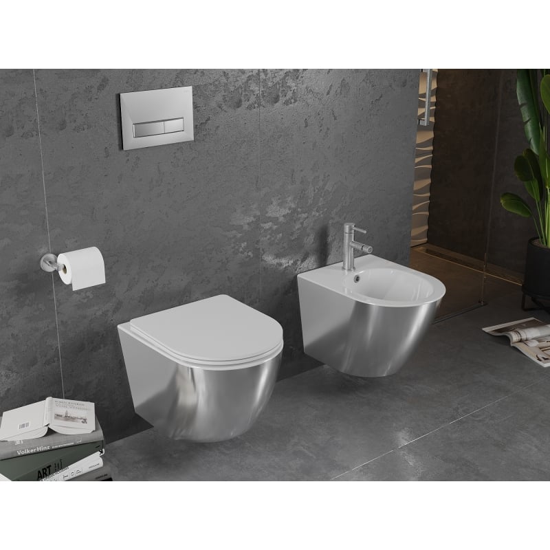 Mexen Lena WC-Schüssel Rimless mit Slim-Absenkautomatik, Duroplast, Weiß/Silber - 30224004