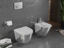 Mexen Lena Rimless WC bowl with slim soft-closing seat, duroplast, white/silver - 30224004
