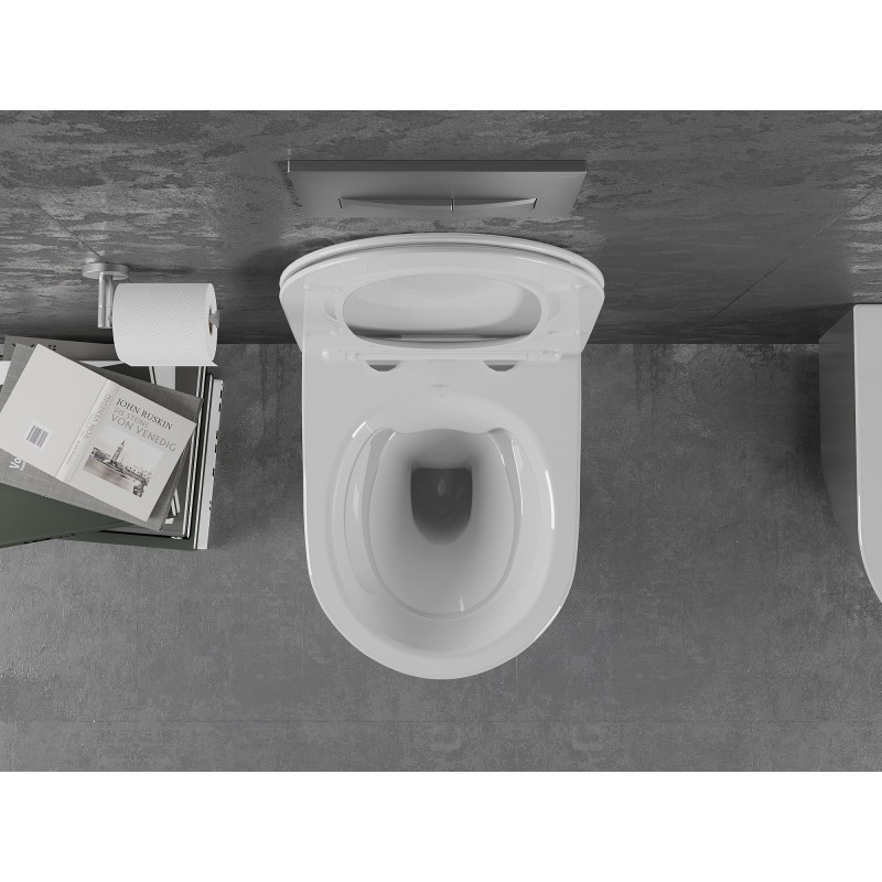 Mexen Lena wc-pot Rimless met softclose dunne zitting, duroplast, wit/zilver - 30224004