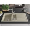 Mexen Andres 1.5-bowl granite sink with drainer and Carla kitchen faucet, beige - 6515-69-670700-00