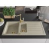 Mexen Andres Granitküchenspüle 1,5-Kammer mit Abtropffläche und Küchenarmatur Carla, beige - 6515-69-670700-50