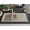 Mexen Andres granitische spoelbak 1,5-komers met afdruiprek en keukenkraan Carla, beige - 6515-69-670700-69
