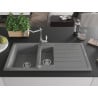 Mexen Andres Granitspüle 1,5-Becken mit Abtropffläche und Küchenarmatur Carla, grau - 6515-71-670700-00