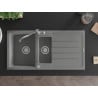 Mexen Andres fregadero de granito 1,5 senos con escurridor y grifo de cocina Carla, gris - 6515-71-670700-71