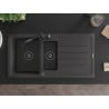 Mexen Andres granite sink 1.5-bowl with drainer and Carla kitchen faucet, black speckled - 6515-76-670700-70-B