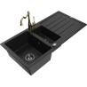 Mexen Andres lavello in granito a 1,5 vasche con scolapiatti e miscelatore cucina Carla, nero - 6515-77-670700-50-B
